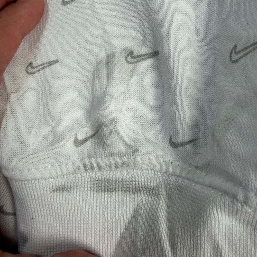 NIKE Mens M White Gray Mini Swoosh All Over Print Fleece Pullover Hoodie CJ5405 - Picture 2 of 9